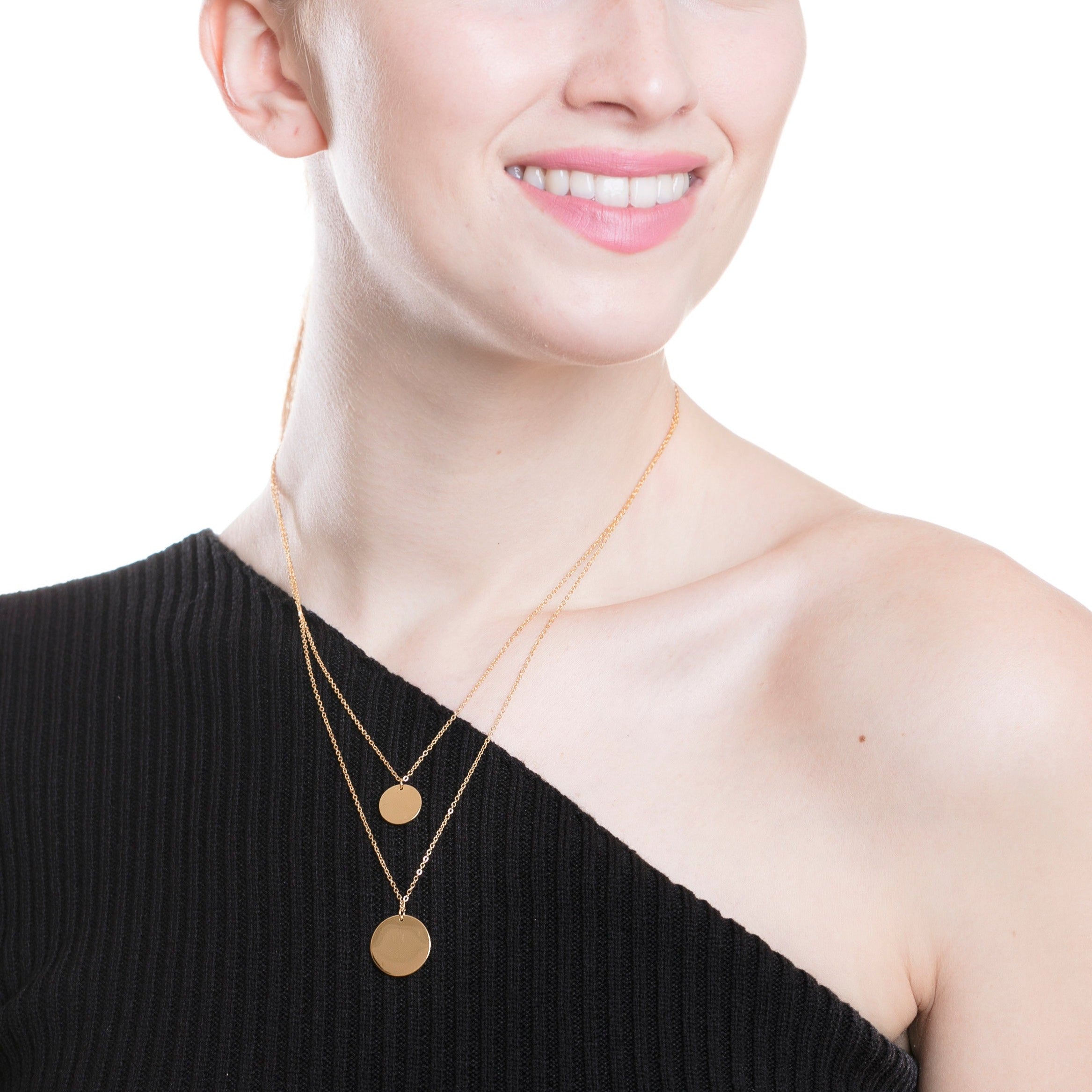 Circle Layered Necklace Gold